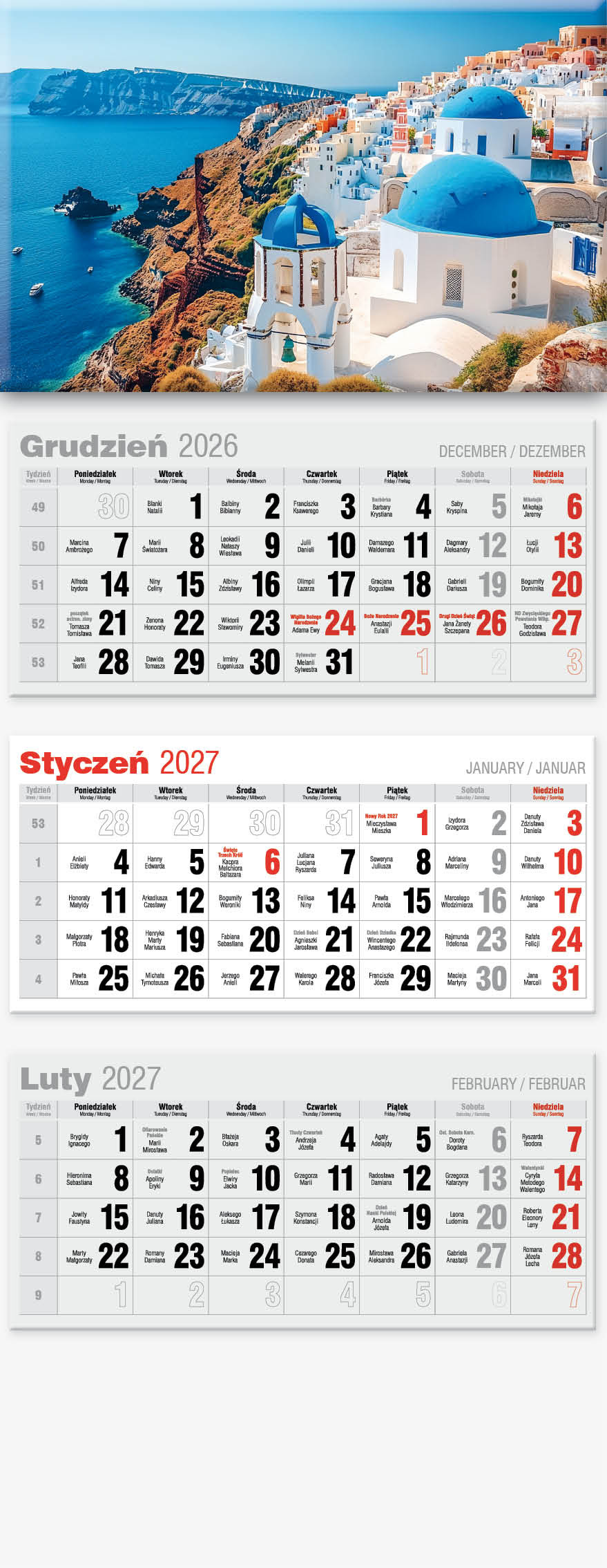 Kalendarz trójdzielny Lux KTL Avanti